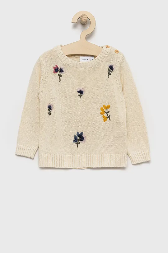 бежевый Детский хлопковый свитер Name it Для девочек