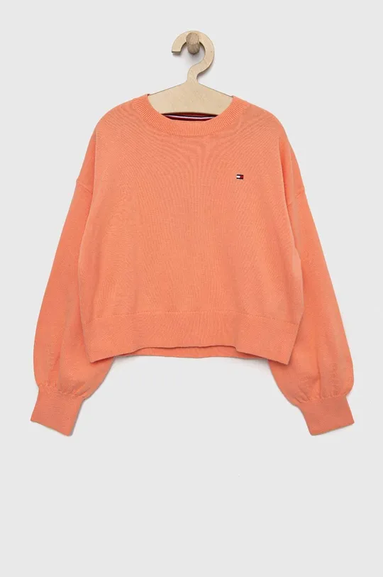 πορτοκαλί Παιδικό βαμβακερό πουλόβερ Tommy Hilfiger Για κορίτσια