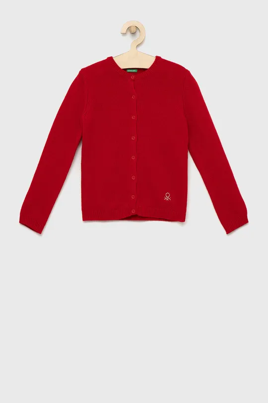 czerwony United Colors of Benetton sweter wełniany dziecięcy Dziewczęcy