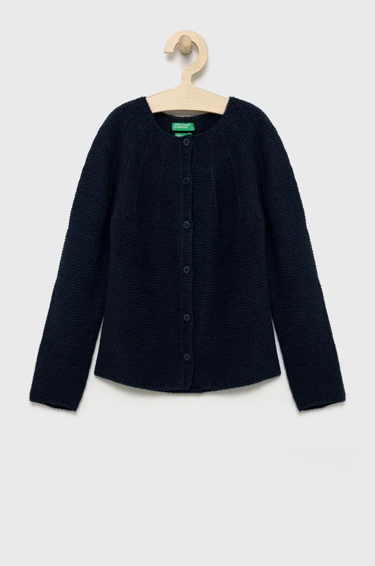 tmavomodrá Detský sveter s prímesou vlny United Colors of Benetton Dievčenský