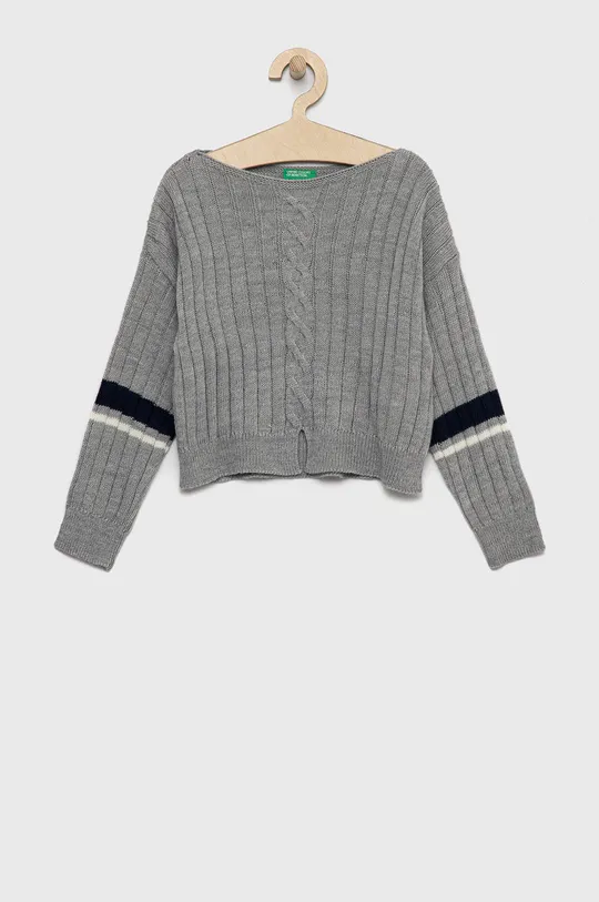 сірий Дитячий светр з домішкою вовни United Colors of Benetton Для дівчаток