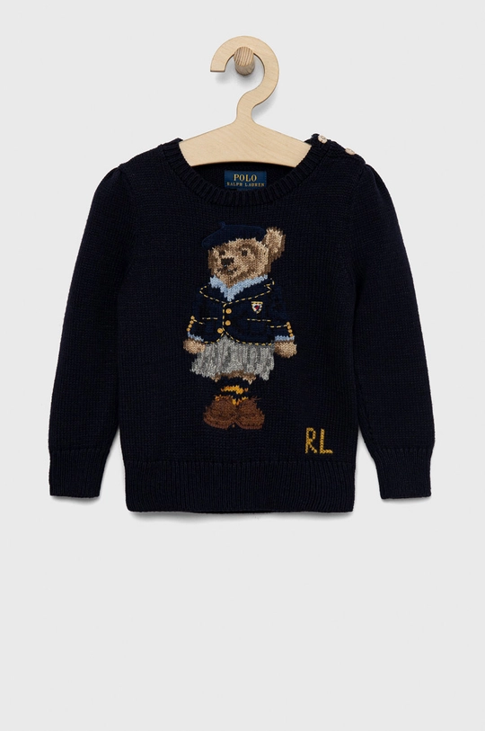 Dječji pulover s postotkom vune Polo Ralph Lauren mornarsko plava