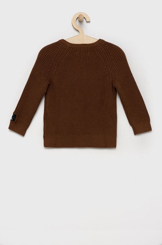 Calvin Klein Jeans sweter bawełniany dziecięcy brązowy