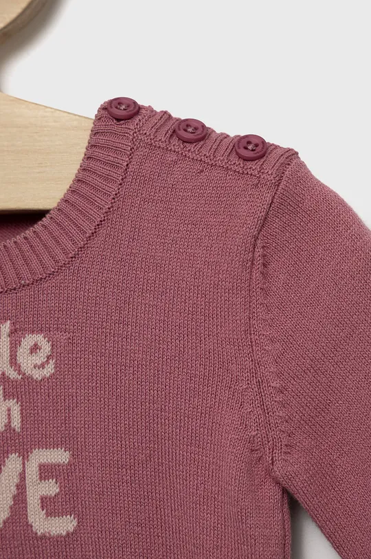 Детский хлопковый свитер United Colors of Benetton розовый