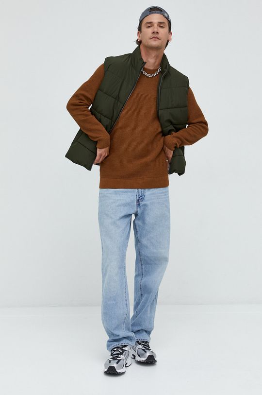 Tom Tailor sweter bawełniany brązowy