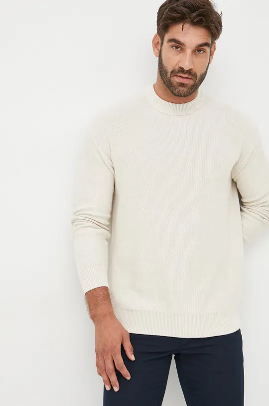 béžová Bavlnený sveter Calvin Klein Pánsky