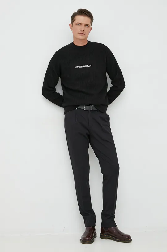 Volnen pulover Emporio Armani črna