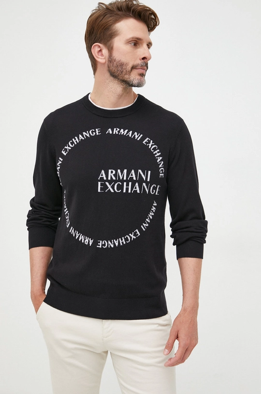 czarny Armani Exchange sweter z domieszką kaszmiru 6LZM1C.ZM1KZ Męski