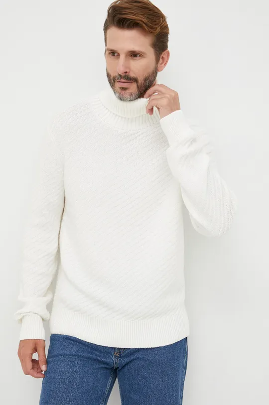 biały Armani Exchange sweter z domieszką lnu 6LZM1L.ZMY1Z Męski