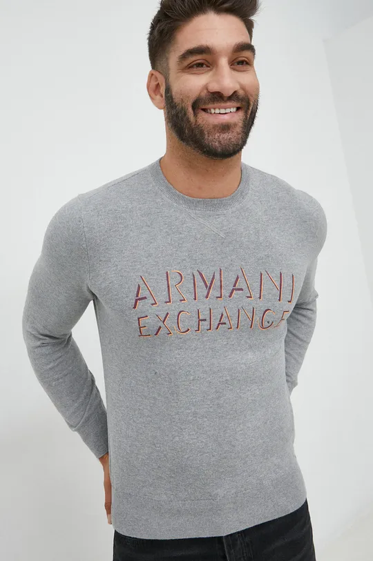 szary Armani Exchange sweter z domieszką wełny Męski