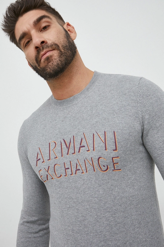 szary Armani Exchange sweter z domieszką wełny