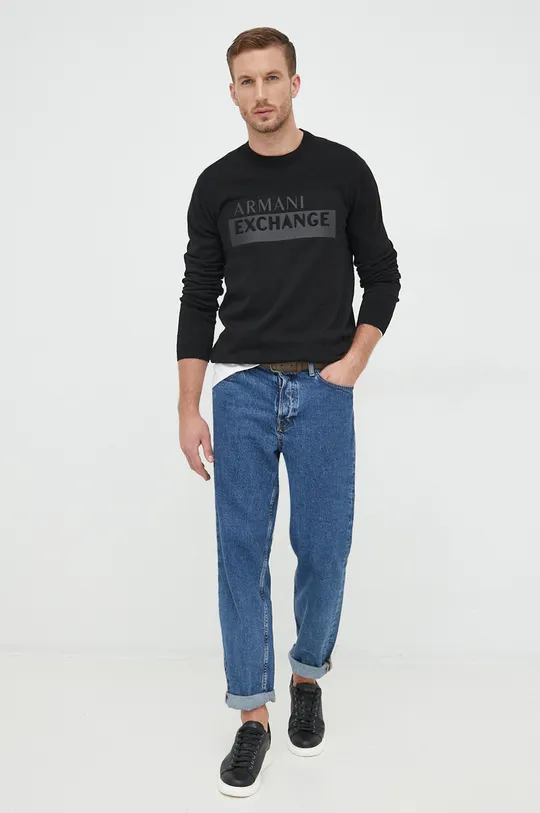 Bavlnený sveter Armani Exchange čierna