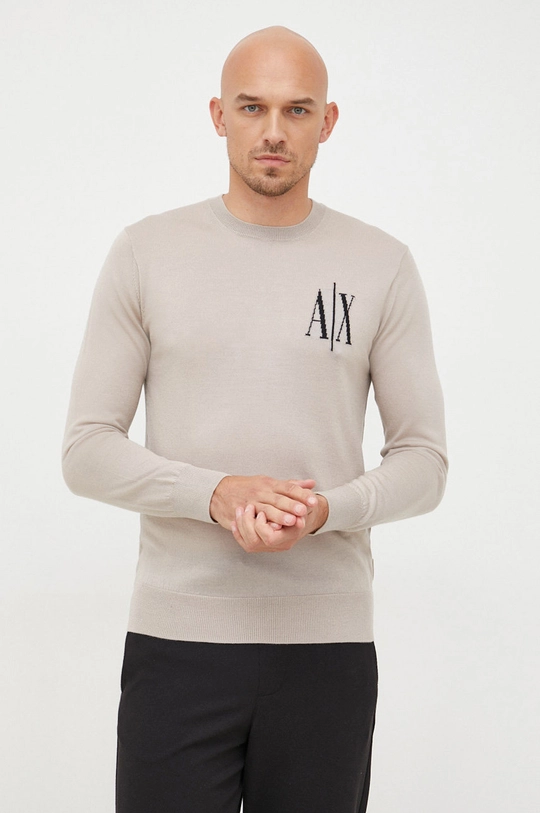 beżowy Armani Exchange sweter wełniany