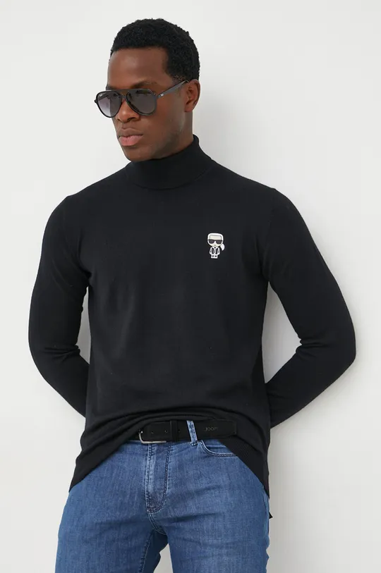 czarny Karl Lagerfeld sweter wełniany Męski