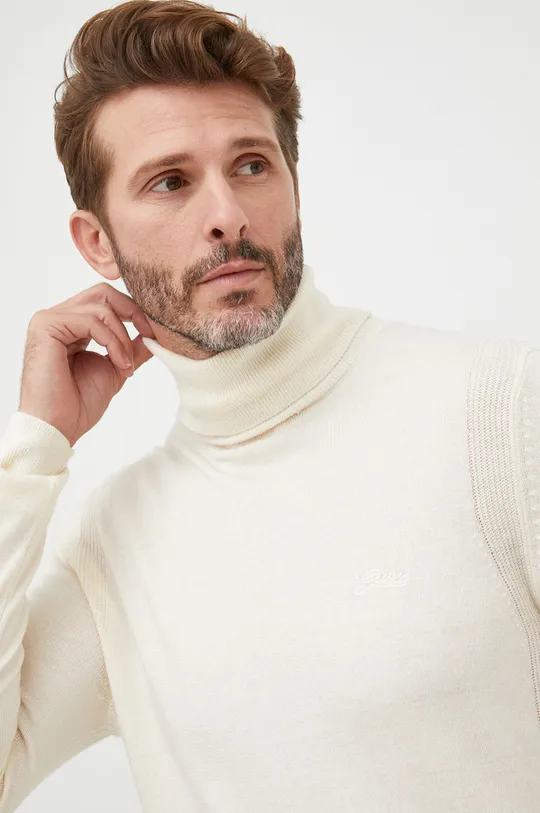 beżowy Guess sweter z domieszką wełny