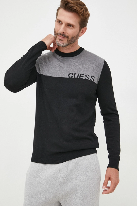 czarny Guess sweter z domieszką wełny