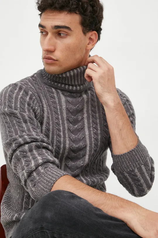 szary Guess sweter z domieszką wełny