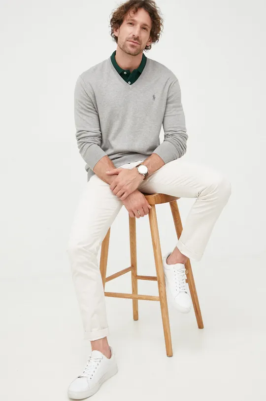 Βαμβακερό πουλόβερ Polo Ralph Lauren γκρί