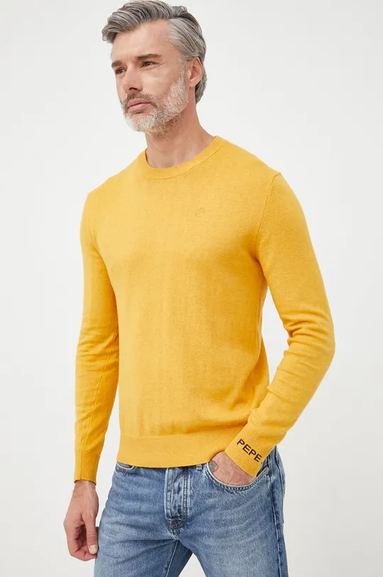 żółty Pepe Jeans sweter z domieszką wełny Męski