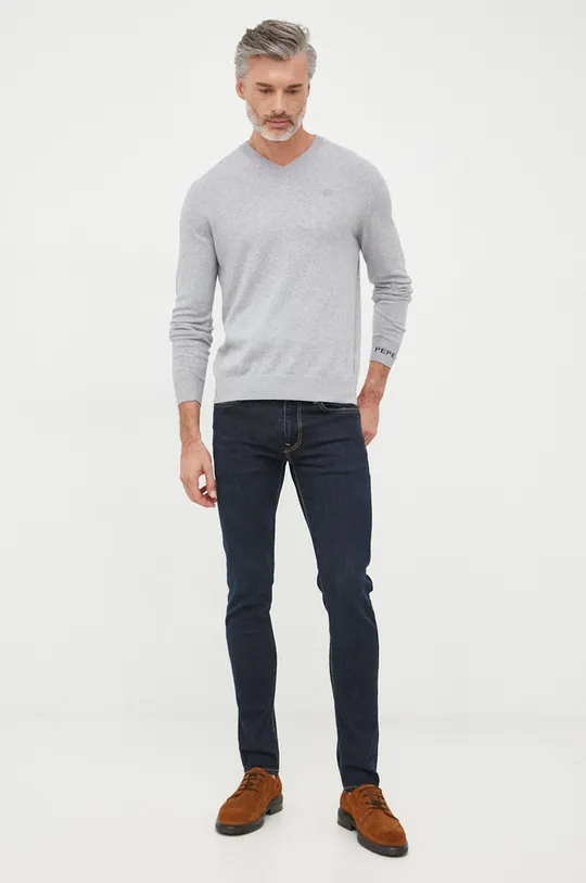 Pepe Jeans gyapjú pulóver szürke