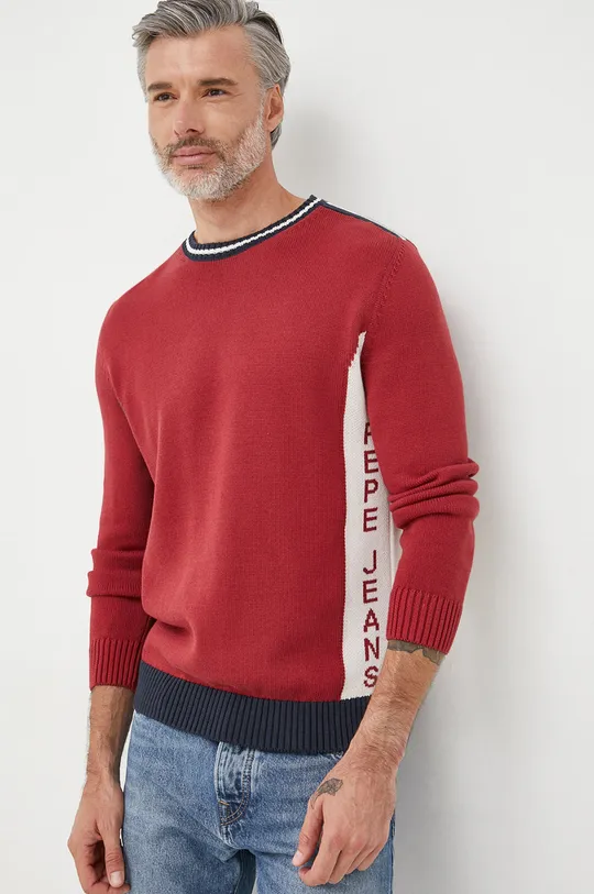 κόκκινο Βαμβακερό πουλόβερ Pepe Jeans Ανδρικά