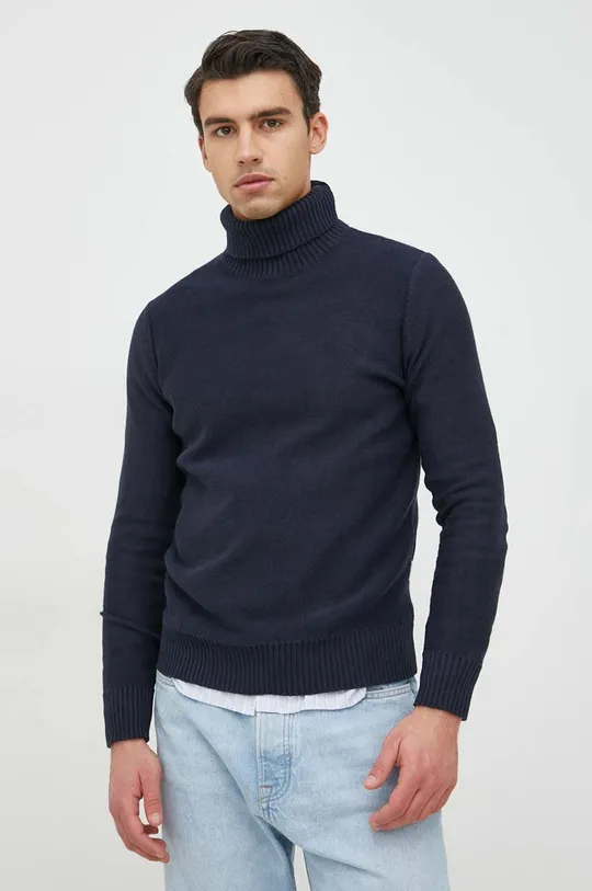 tmavomodrá Bavlnený sveter Selected Homme