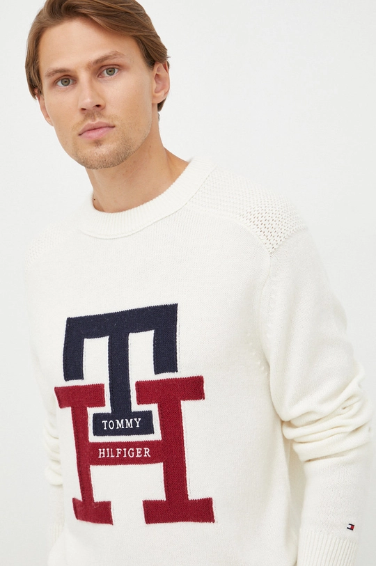 beżowy Tommy Hilfiger sweter wełniany