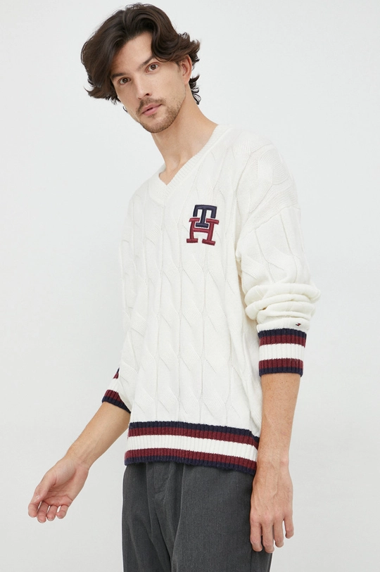 Volnen pulover Tommy Hilfiger bela