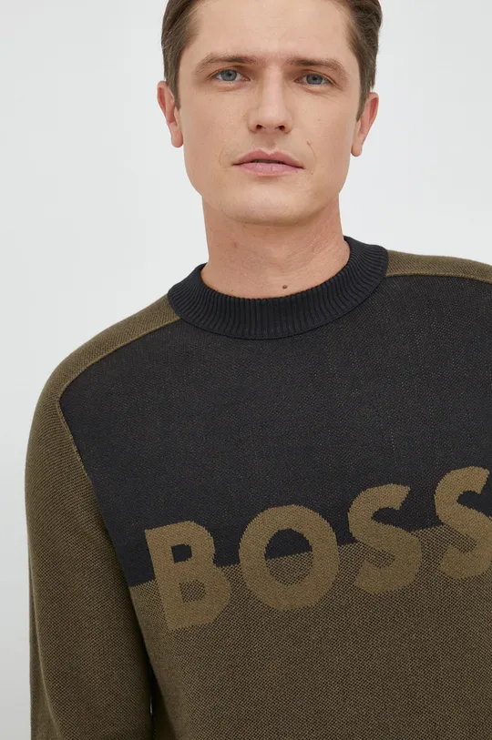 μαύρο Βαμβακερό πουλόβερ BOSS Boss Casual