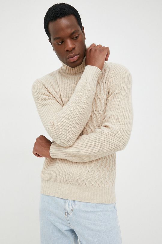 kremowy Trussardi sweter wełniany Męski