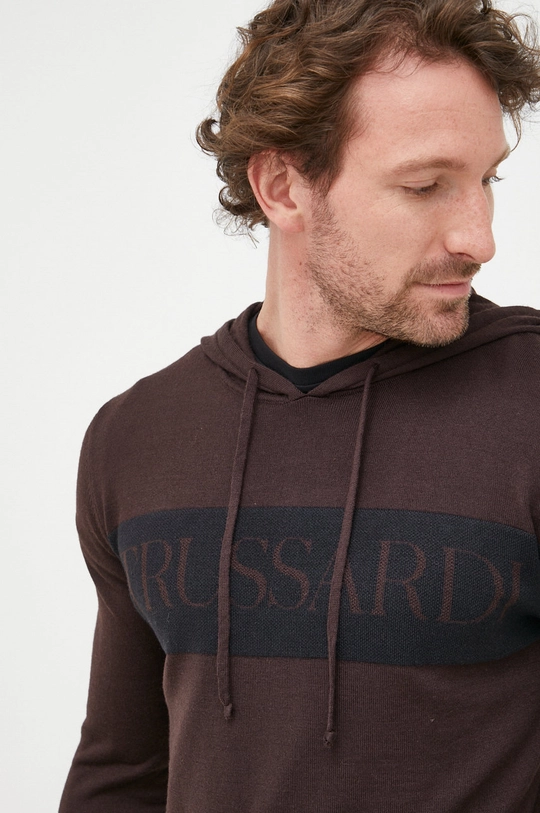 brązowy Trussardi sweter z domieszką wełny