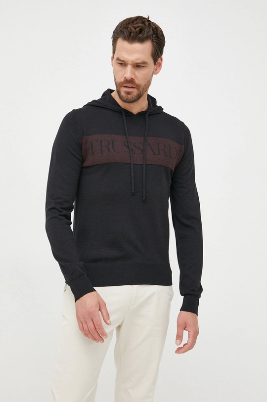 czarny Trussardi sweter z domieszką wełny