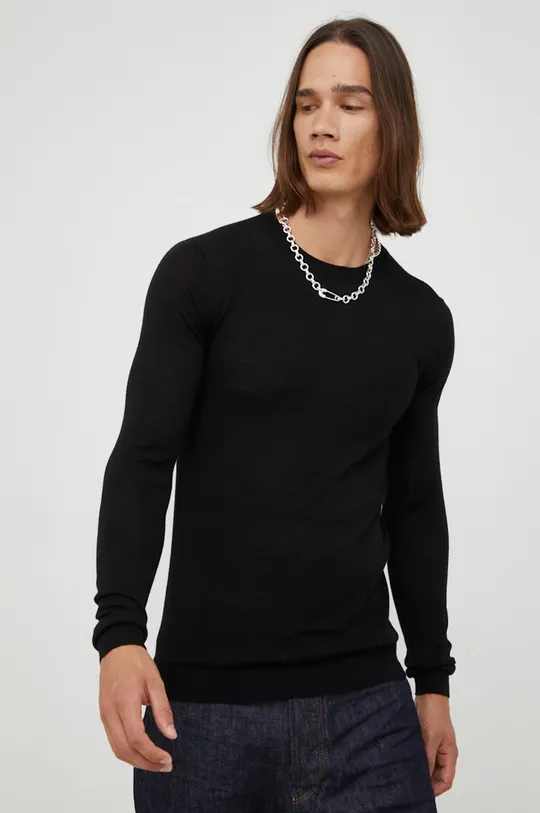 czarny Bruuns Bazaar sweter wełniany Męski