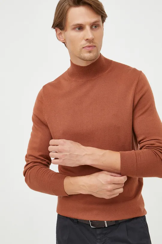 hnedá Vlnený sveter Calvin Klein Pánsky