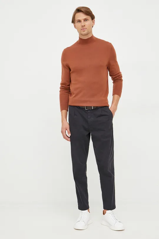 Vlnený sveter Calvin Klein hnedá