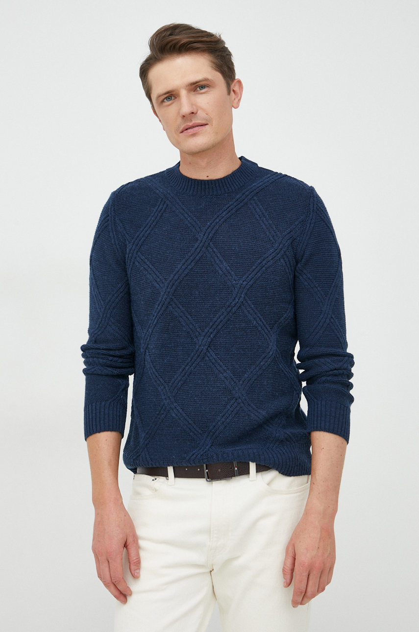 granatowy Sisley sweter z domieszką wełny