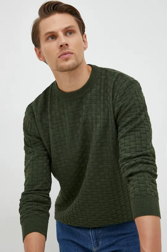 zielony Sisley sweter z domieszką wełny Męski