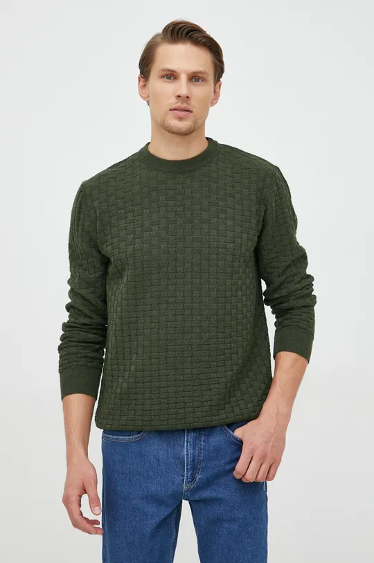 zielony Sisley sweter z domieszką wełny