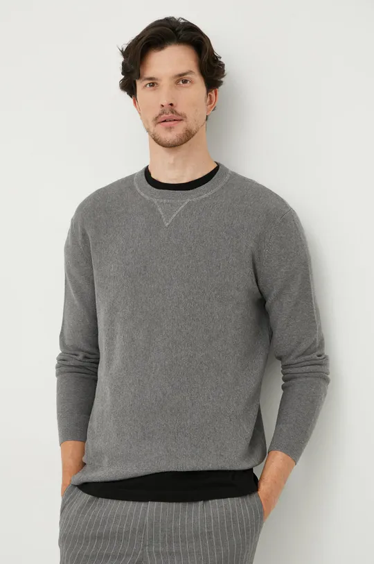siva Pamučni pulover Sisley Muški