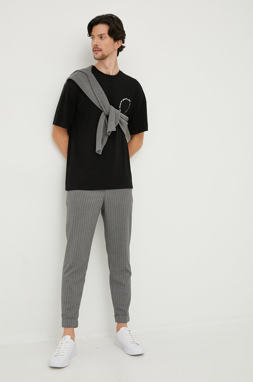 Sisley sweter bawełniany szary