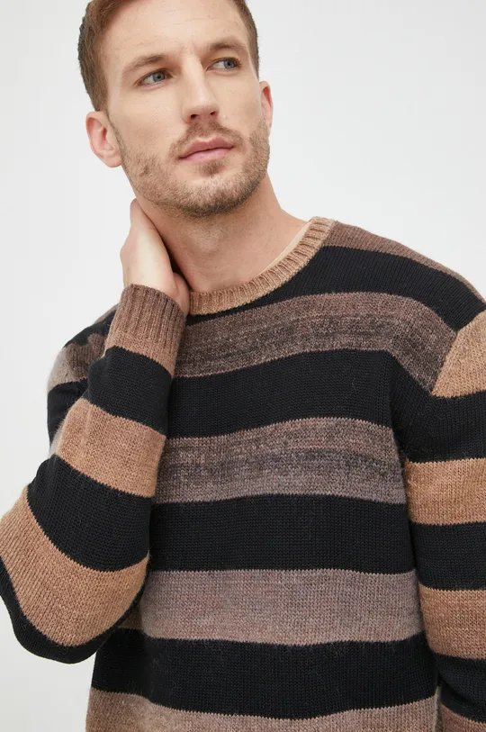 multicolor Sisley sweter z domieszką wełny