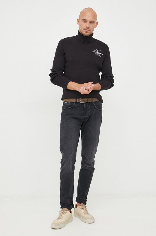 Calvin Klein Jeans pulover de bumbac negru