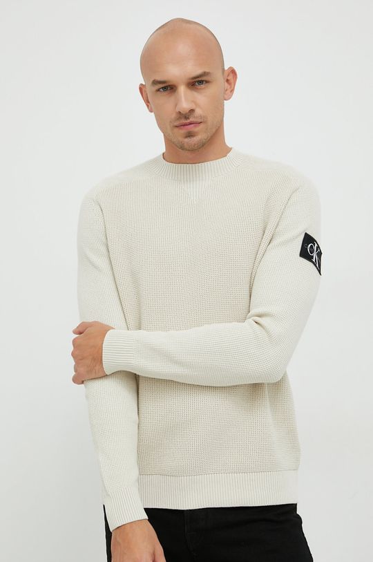 kremowy Calvin Klein Jeans sweter bawełniany Męski