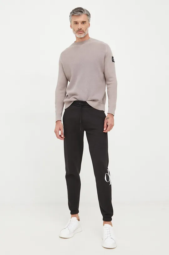 Βαμβακερό πουλόβερ Calvin Klein Jeans μπεζ