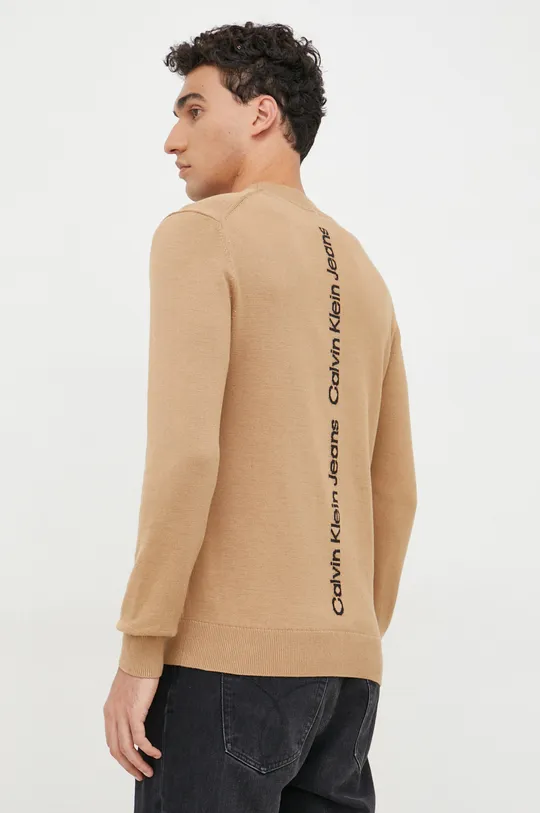 rjava Bombažen pulover Calvin Klein Jeans Moški