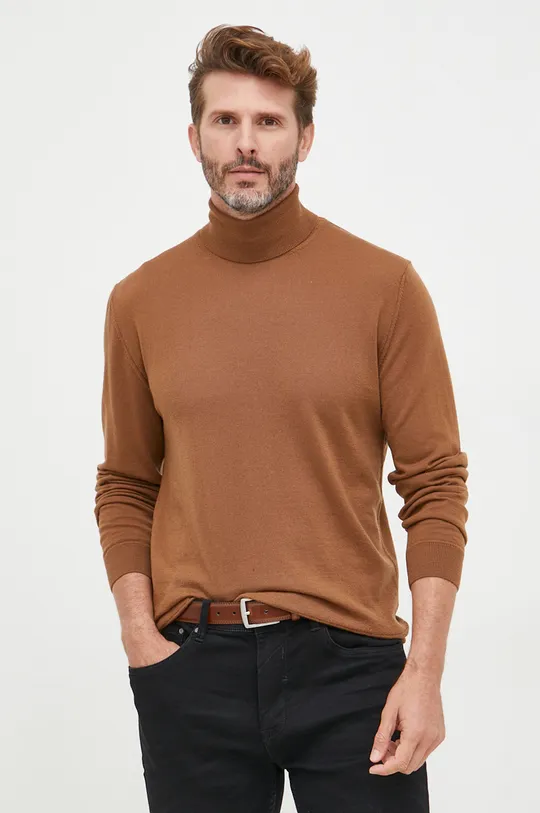 Шерстяной свитер United Colors of Benetton коричневый