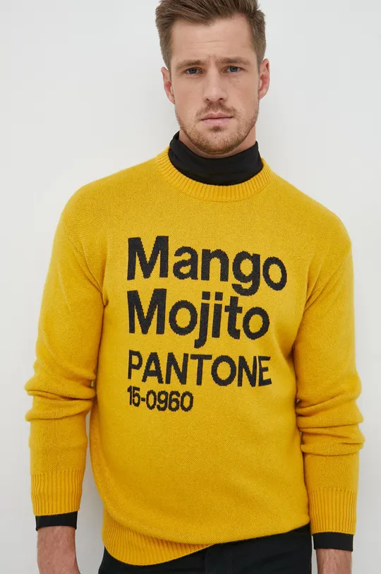 sárga United Colors of Benetton gyapjúkeverék pulóver X Pantone