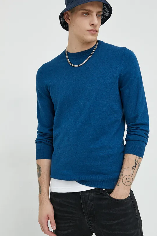niebieski Superdry sweter z domieszką kaszmiru Męski