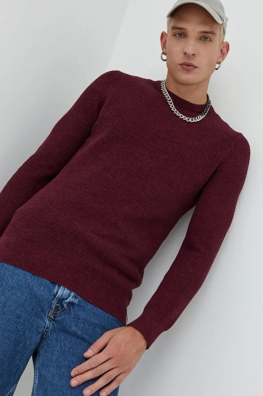 bordowy Superdry sweter bawełniany