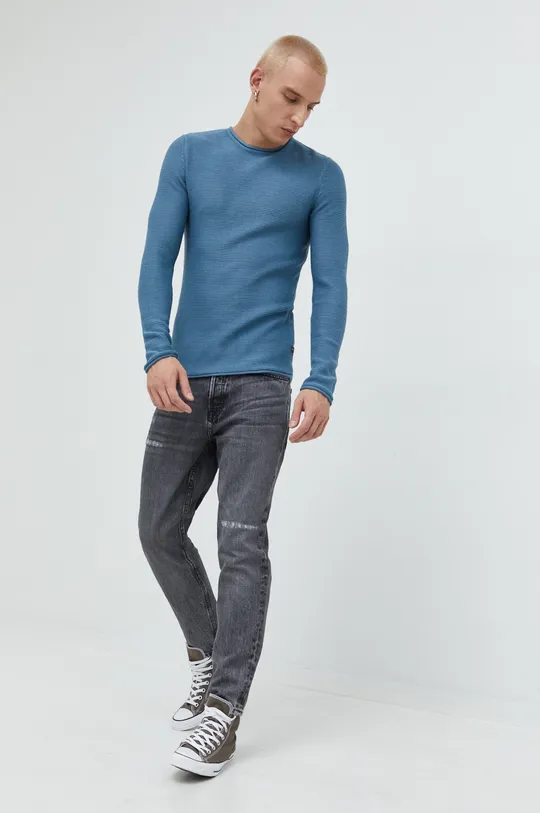 Solid sweter niebieski